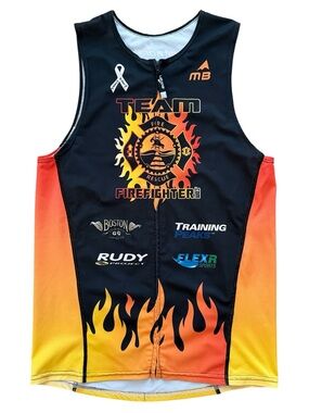 MT BORAN TEAM FIREFIGHTER TRIATHLON CYCLING BIKING SLEEVELESS JERSEY TOP MEDIUM